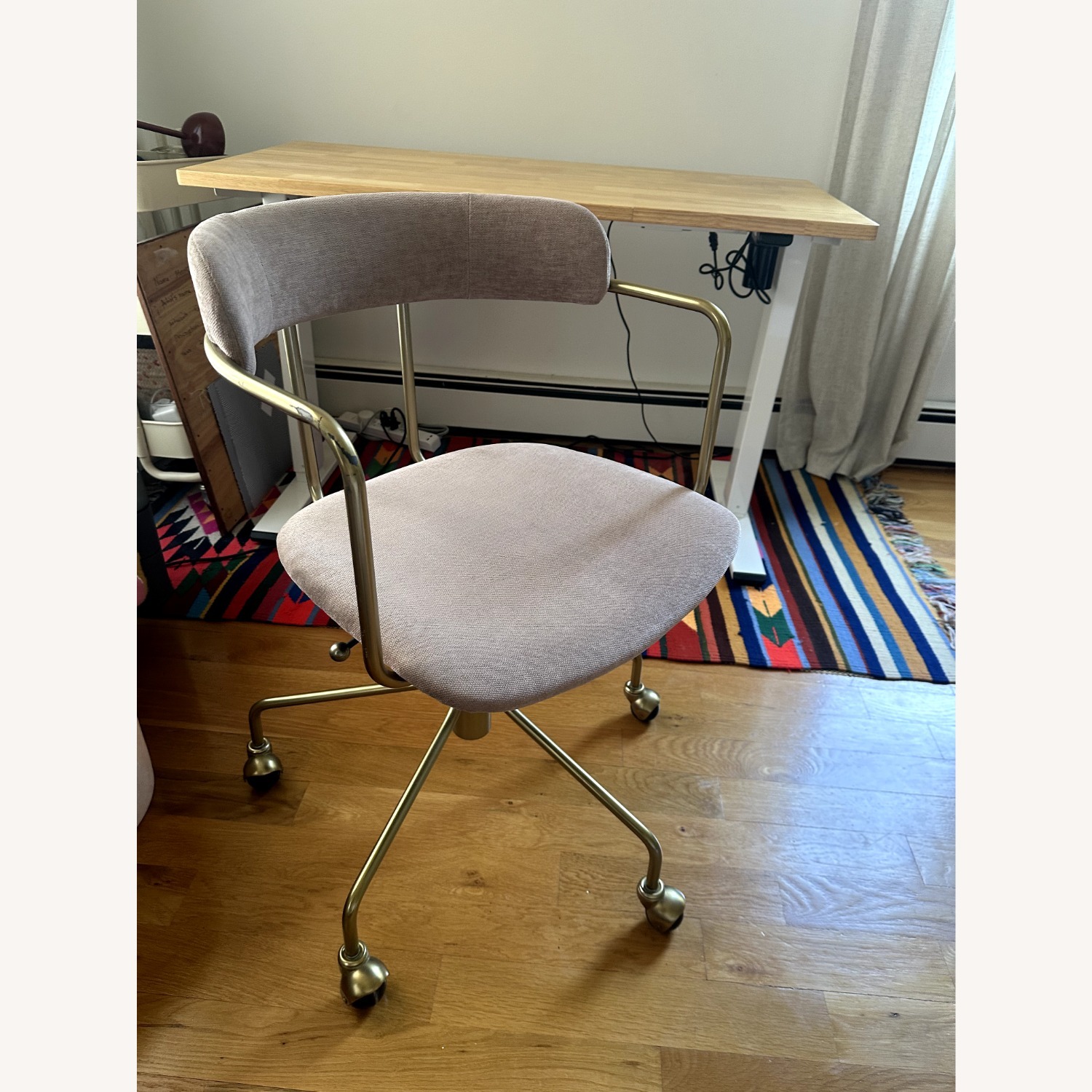 West Elm Lenox Blush Velvet Office Chair - image-1