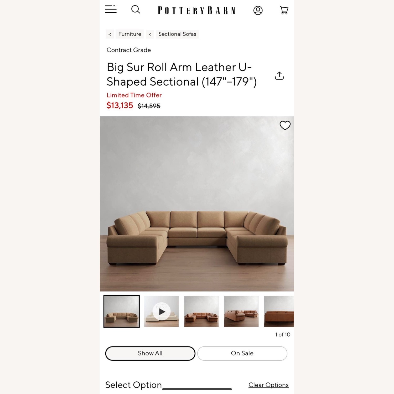 Pottery Barn Big Sur Roll Arm 3+ Piece Sectional - image-8
