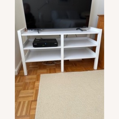 Used Container Store White Media Stand for sale on AptDeco