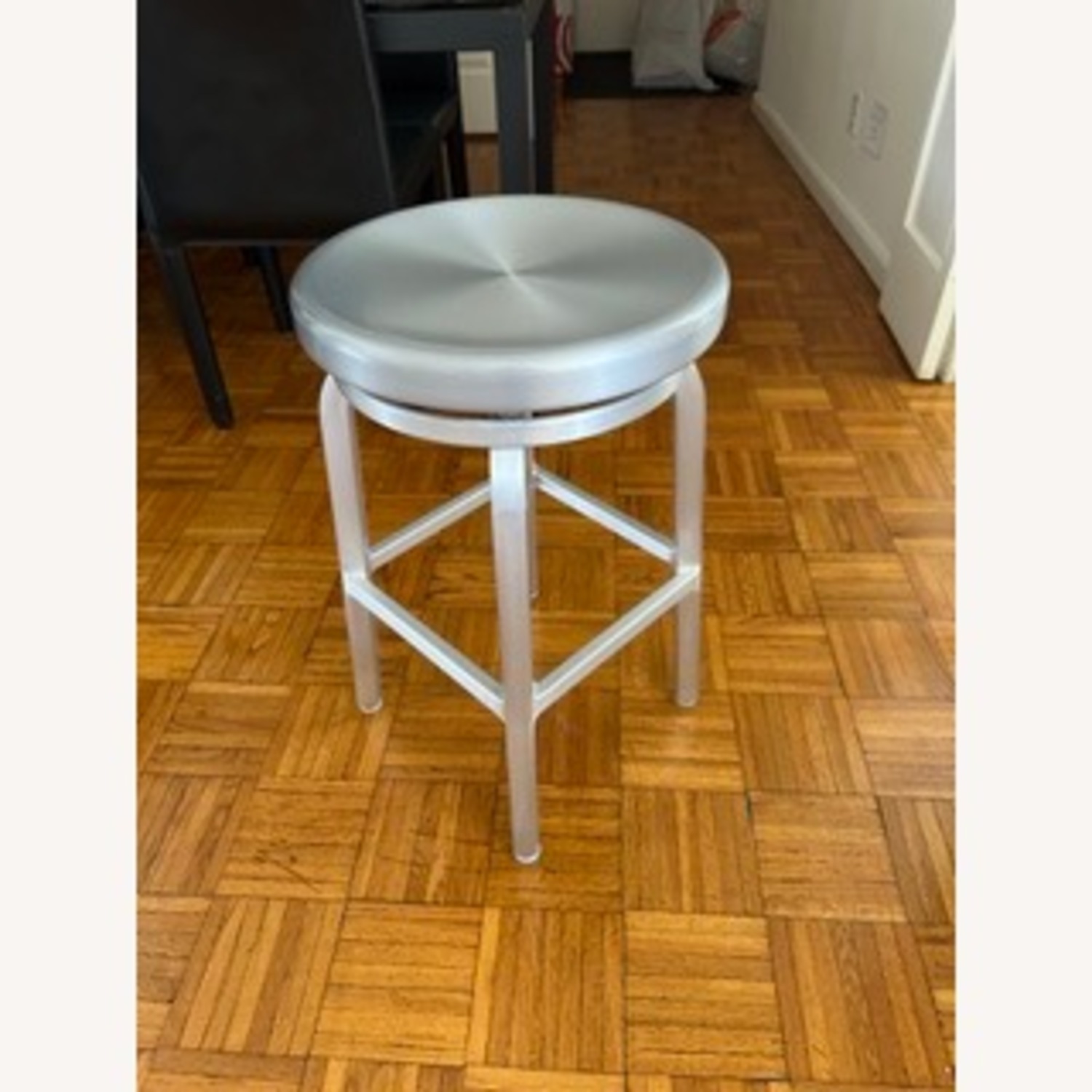 Crate & Barrel Brushed Aluminum Counter Stool - image-2