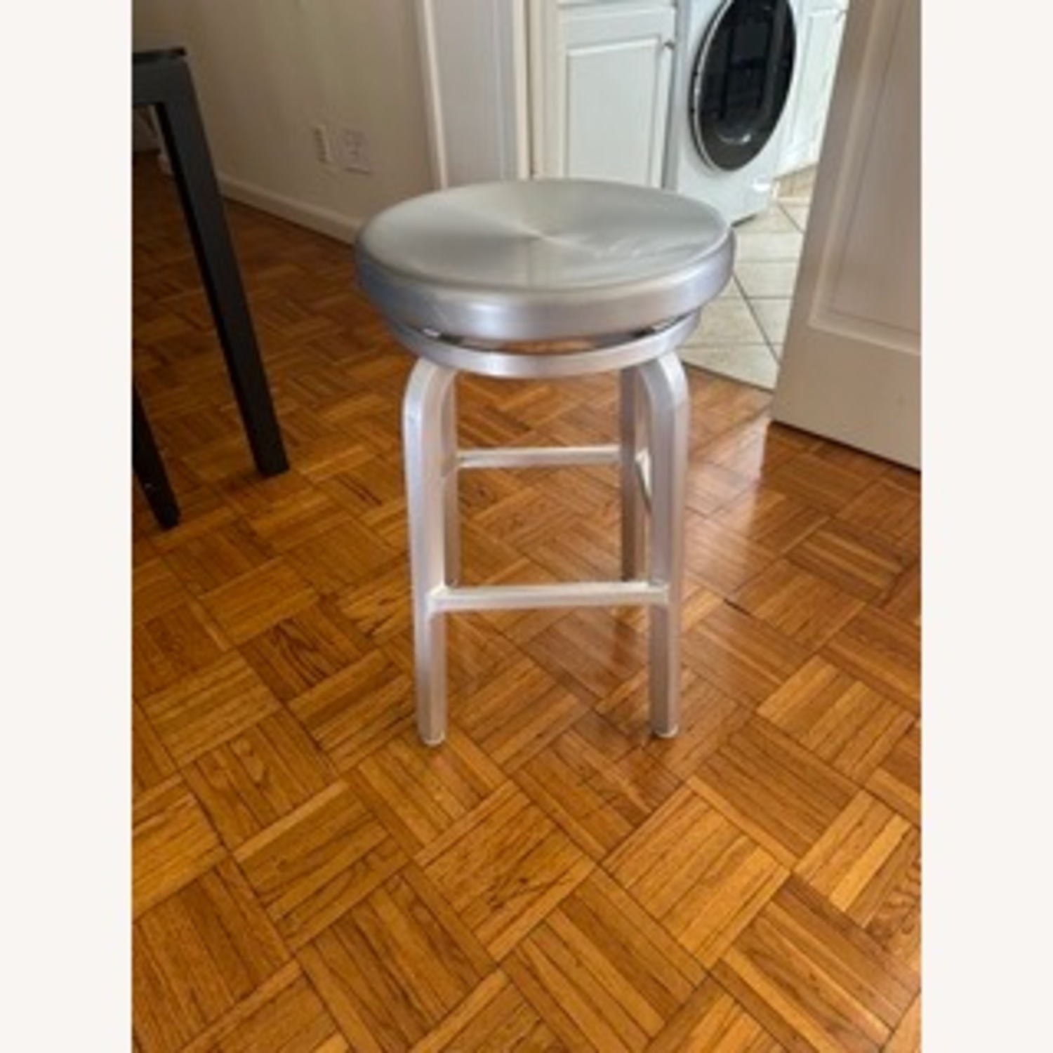 Crate & Barrel Brushed Aluminum Counter Stool - image-1