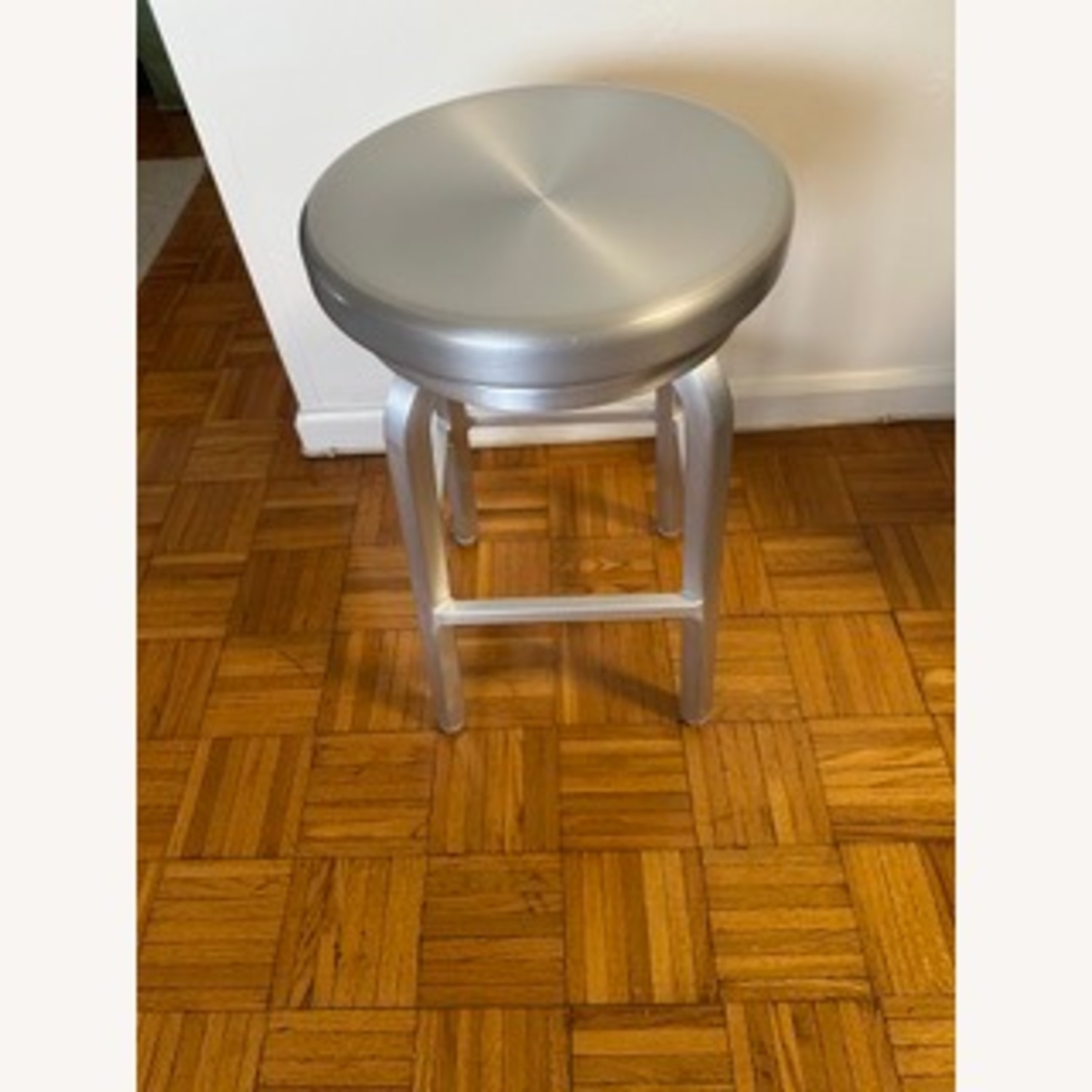 Crate & Barrel Brushed Aluminum Counter Stool - image-4