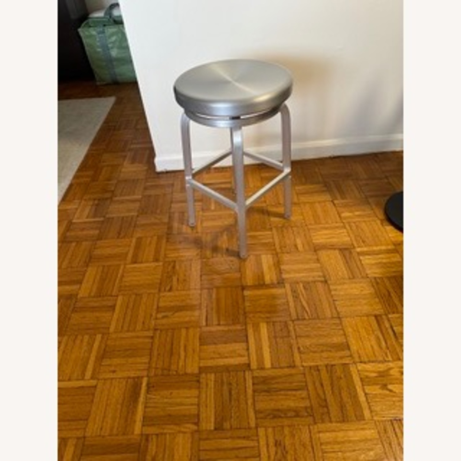 Crate & Barrel Brushed Aluminum Counter Stool - image-3