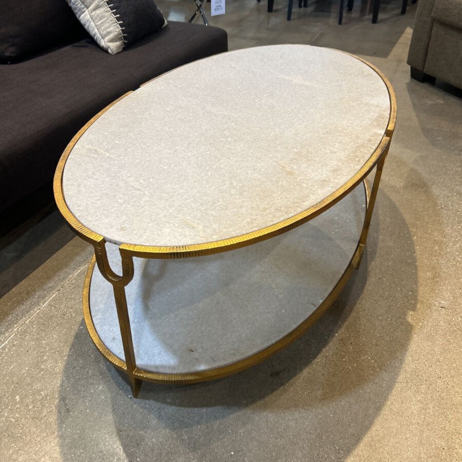 Olivia Oval Marble & Brass Coffee Table - image-4