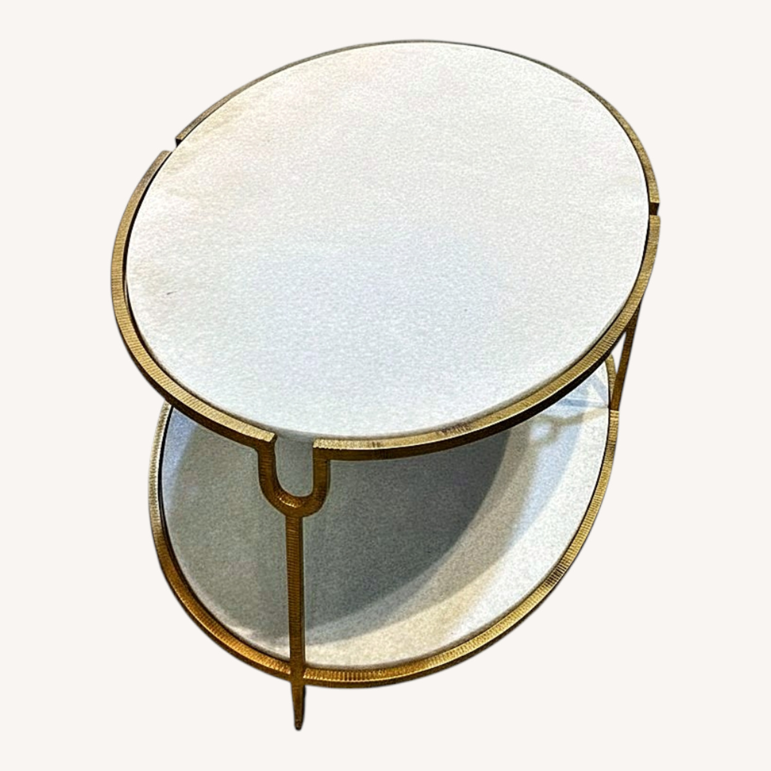 Olivia Oval Marble & Brass Coffee Table - image-0