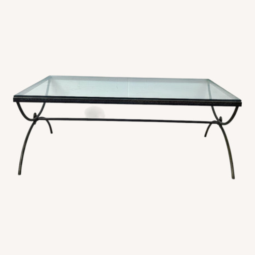 Used Modern Coffee Table with Sculptural Iron Base for sale on AptDeco
