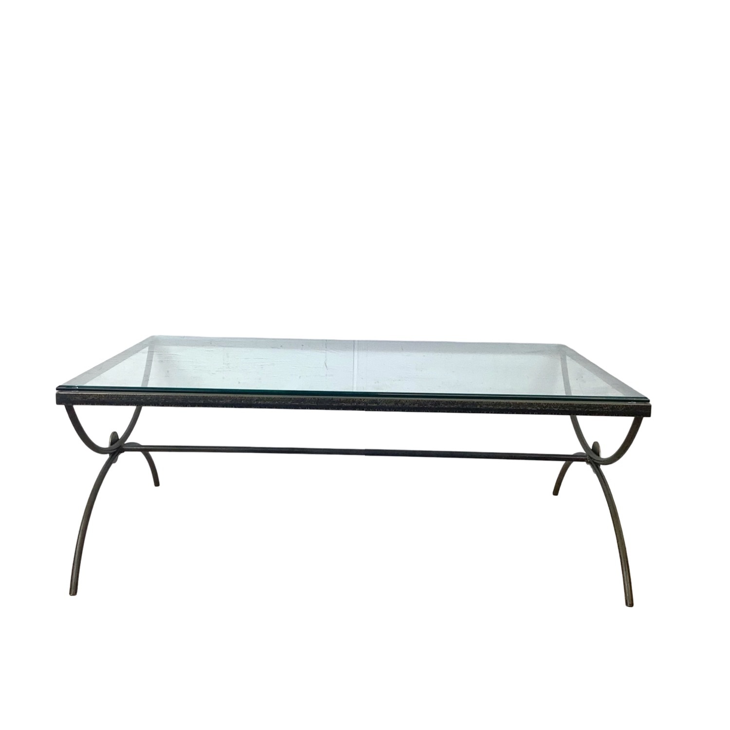 Modern Coffee Table with Sculptural Iron Base - image-1