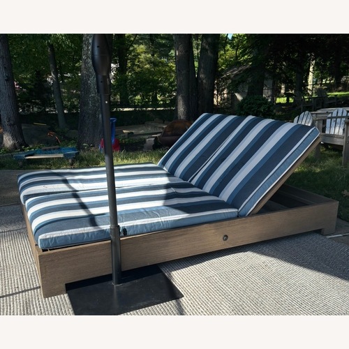 Used Restoration Hardware Belvedere Double Chaise Lounge Weathered Teak for sale on AptDeco