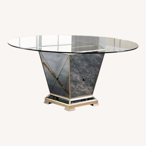 Used Seaford Round Glass Dining Table for sale on AptDeco