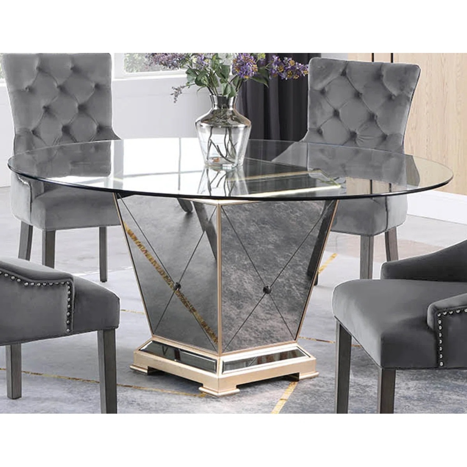 Seaford Round Glass Dining Table - image-6
