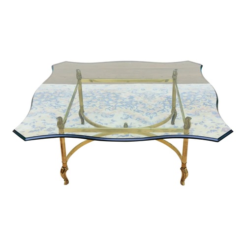 Used Mid Century Regency Beveled Glass Coffee Table for sale on AptDeco