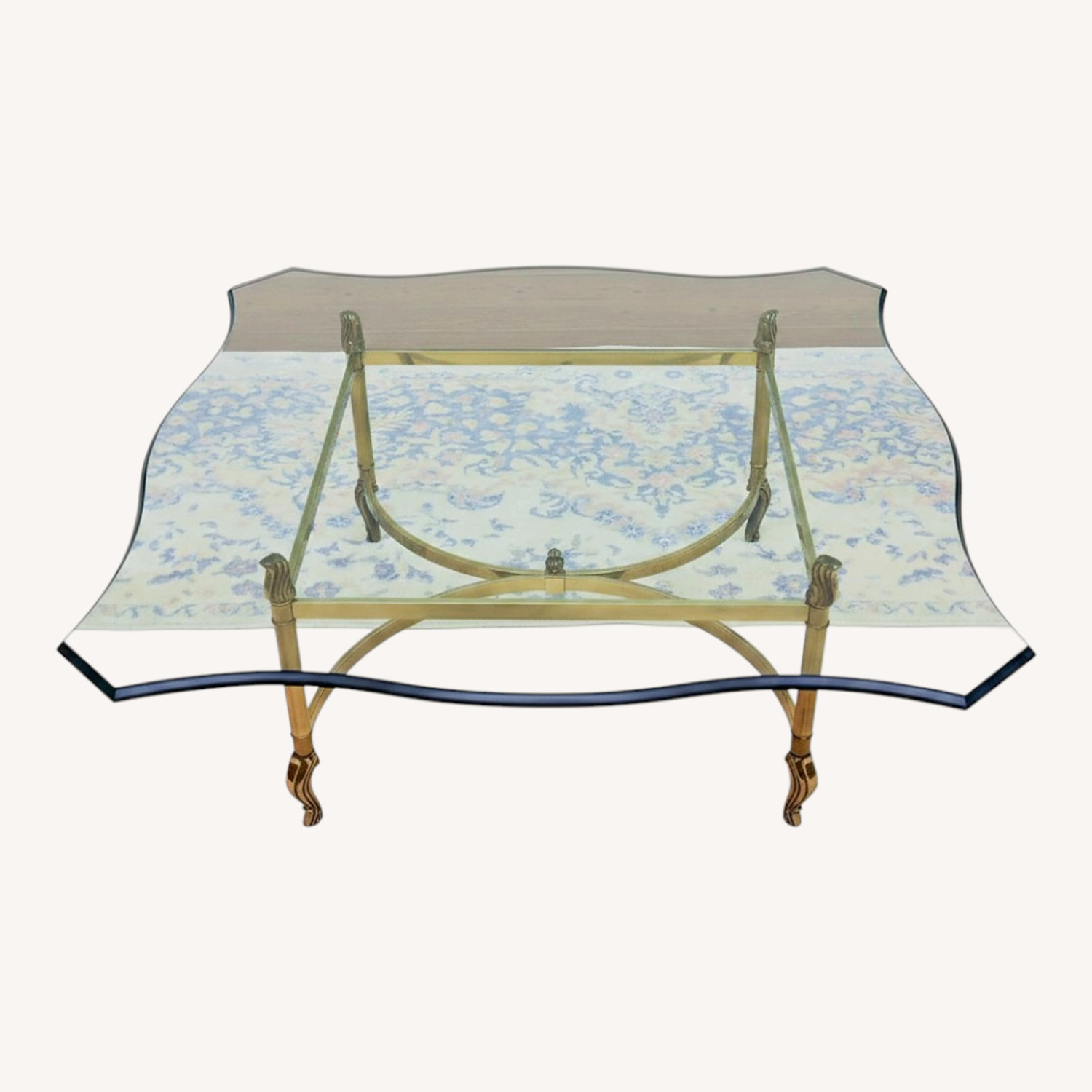 Mid Century Regency Beveled Glass Coffee Table - image-0