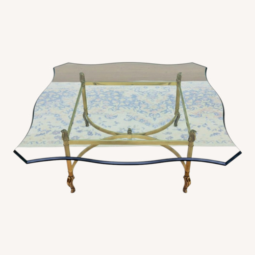Used Mid Century Regency Beveled Glass Coffee Table for sale on AptDeco
