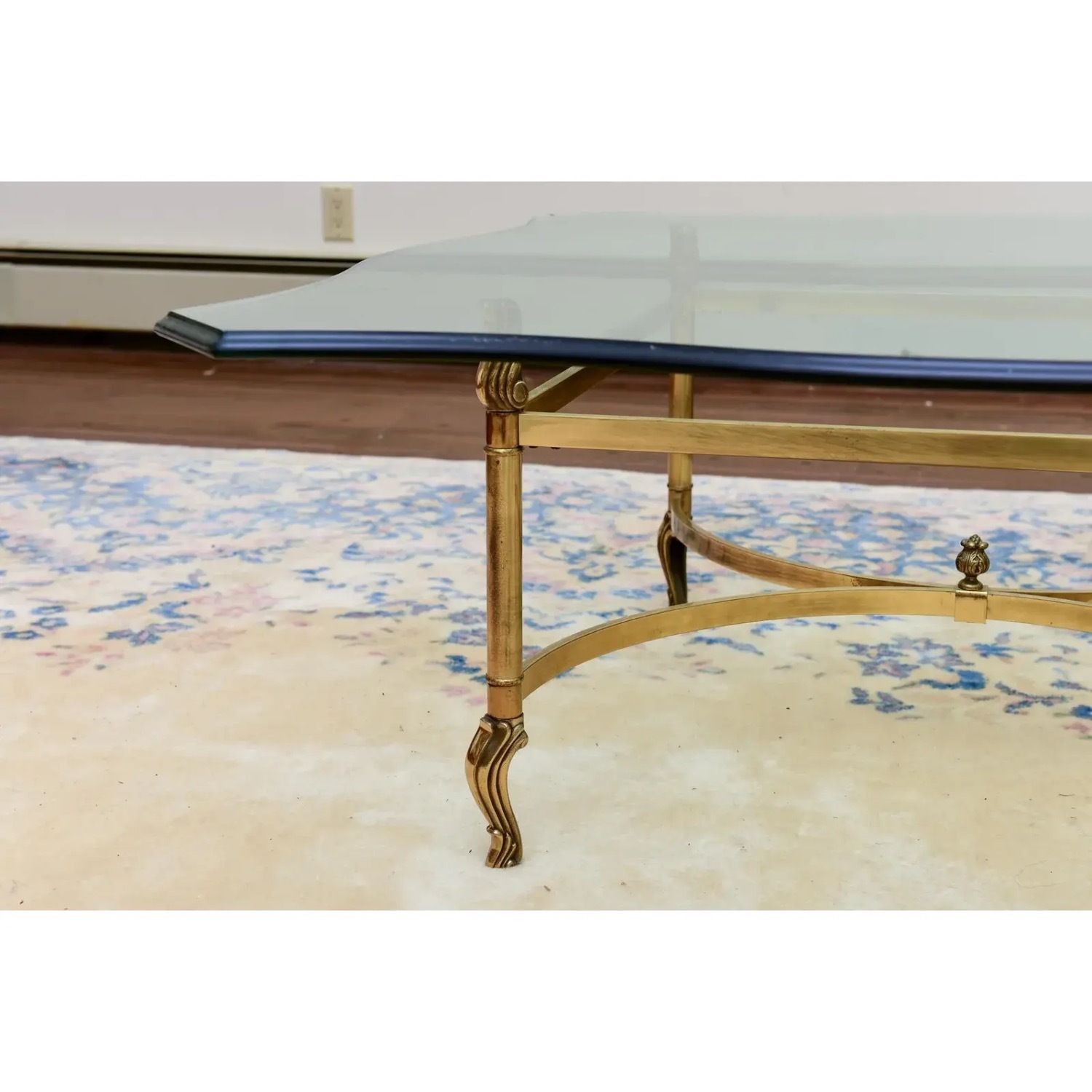 Mid Century Regency Beveled Glass Coffee Table - image-3