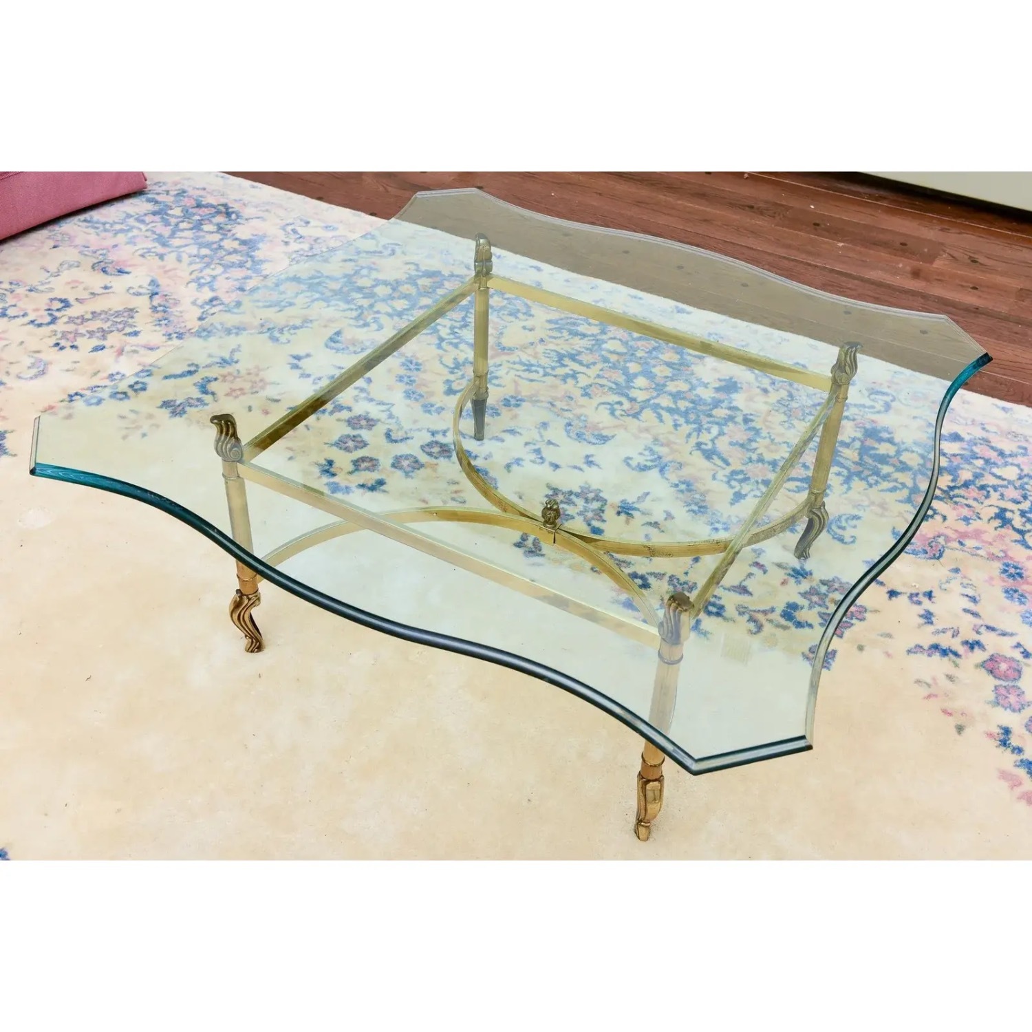 Mid Century Regency Beveled Glass Coffee Table - image-2