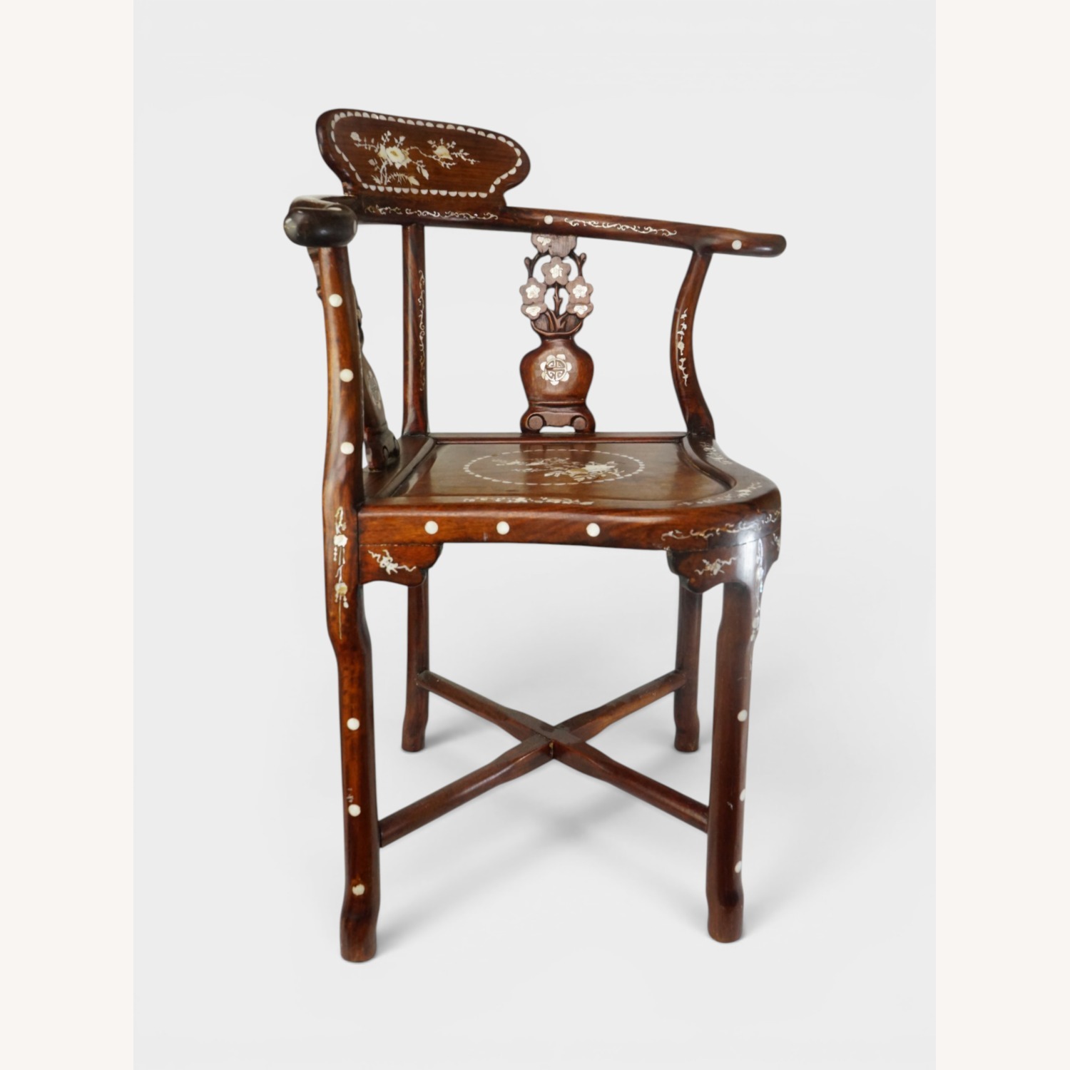 Chinese Rosewood Chair with Inlaid Mother of Pearl - image-2
