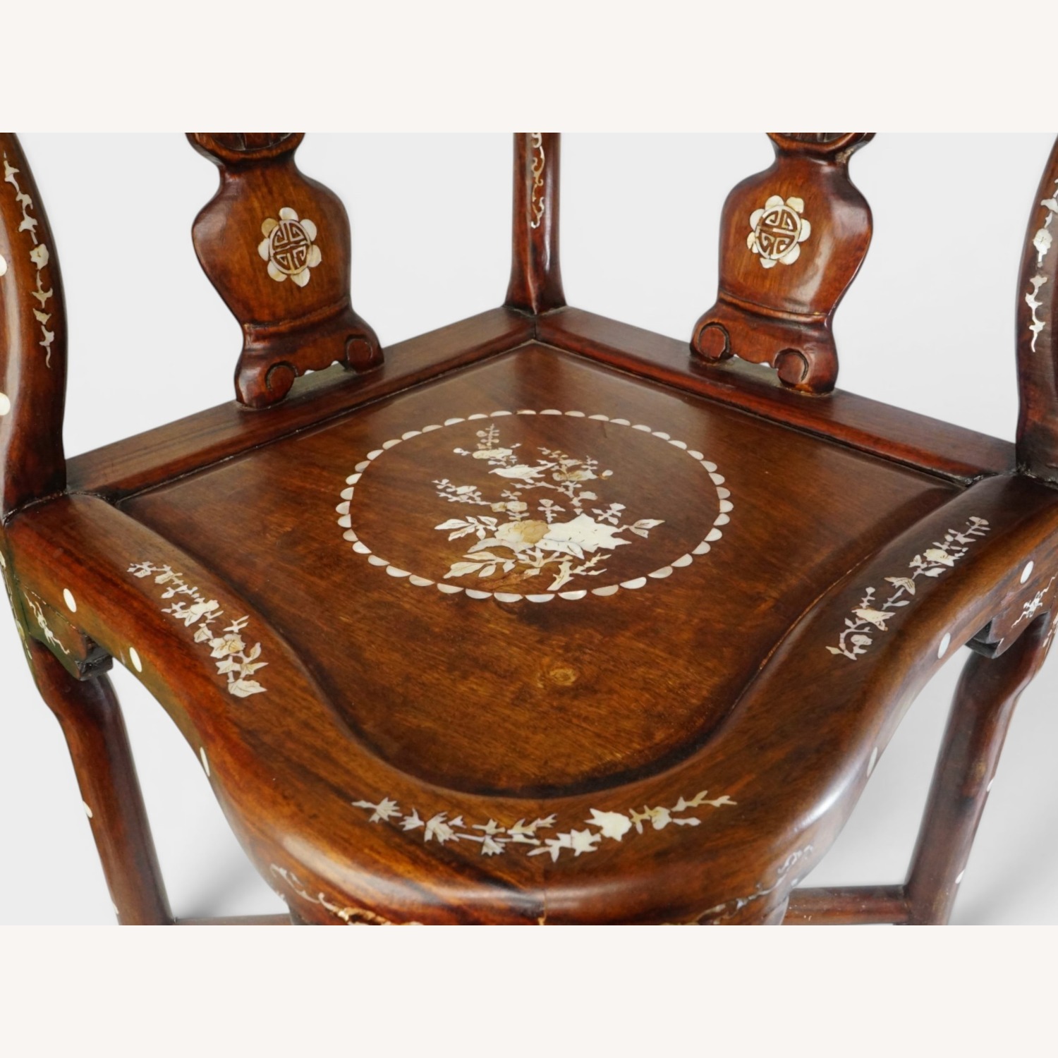 Chinese Rosewood Chair with Inlaid Mother of Pearl - image-4