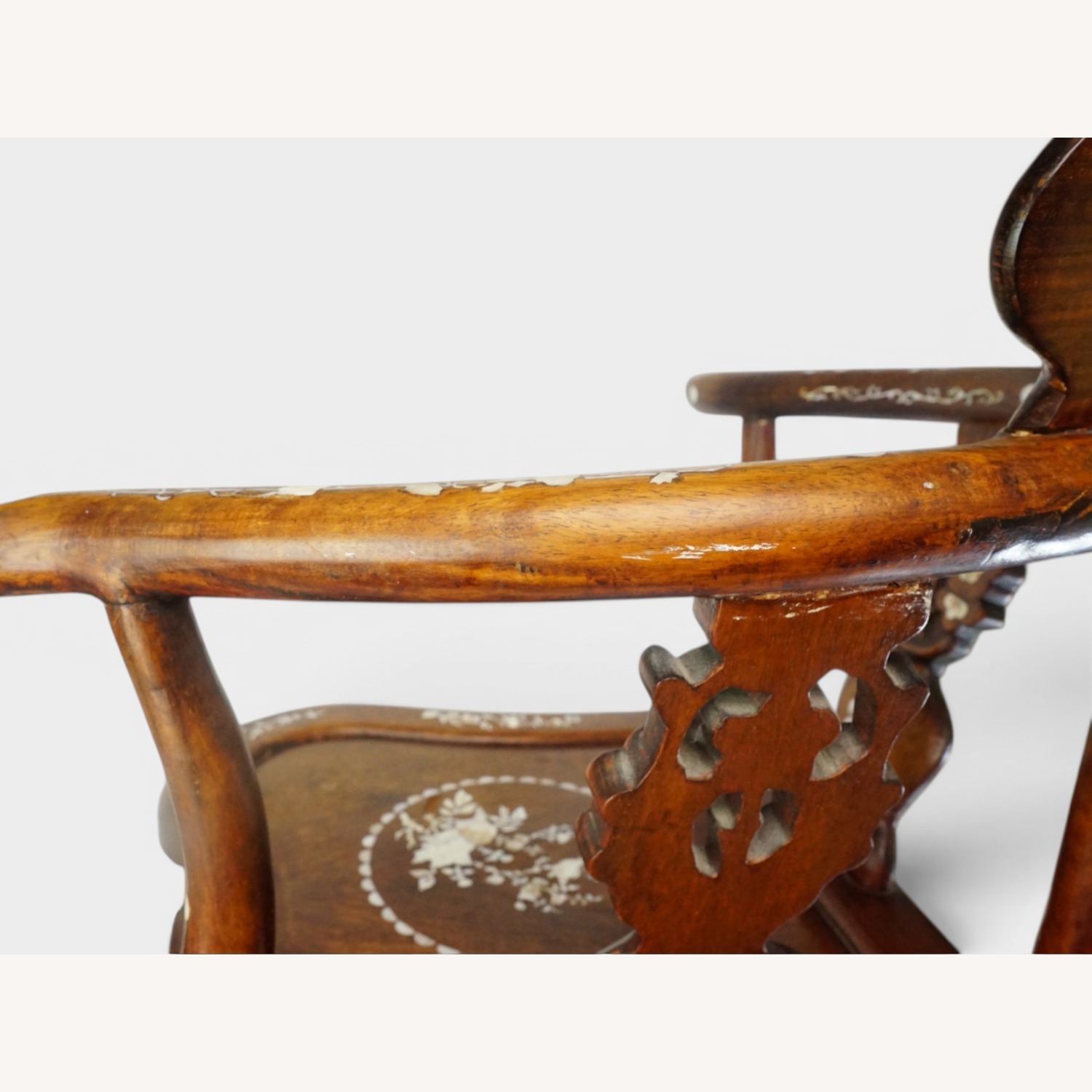 Chinese Rosewood Chair with Inlaid Mother of Pearl - image-8