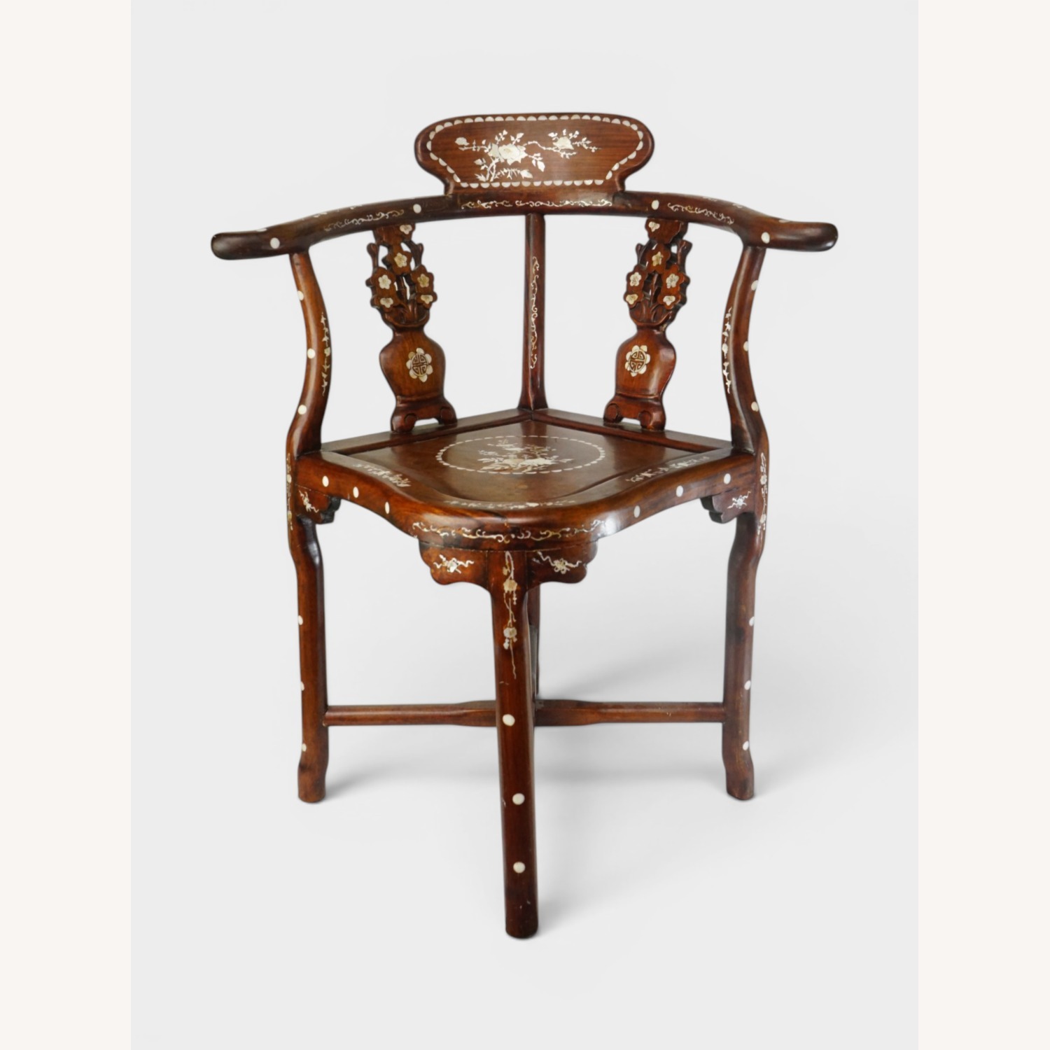 Chinese Rosewood Chair with Inlaid Mother of Pearl - image-1