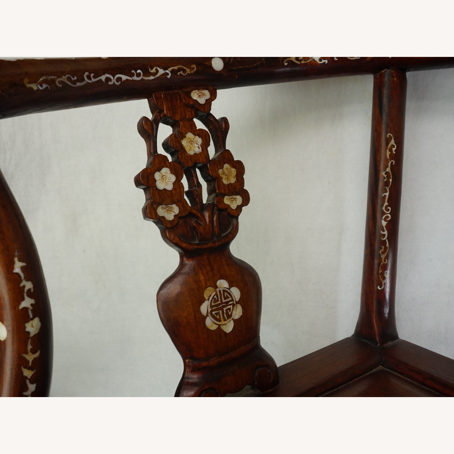 Chinese Rosewood Chair with Inlaid Mother of Pearl - image-6