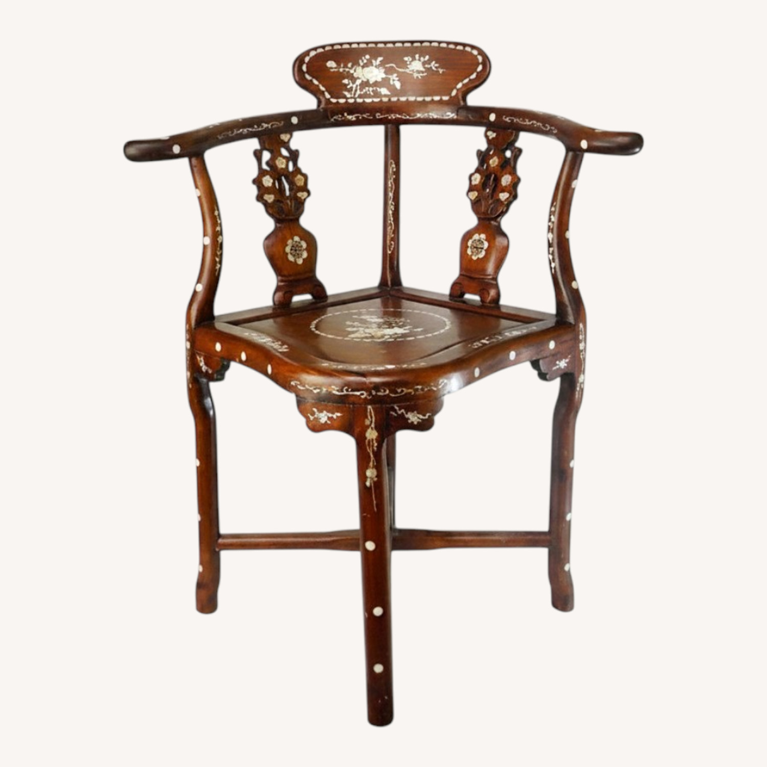 Chinese Rosewood Chair with Inlaid Mother of Pearl - image-0