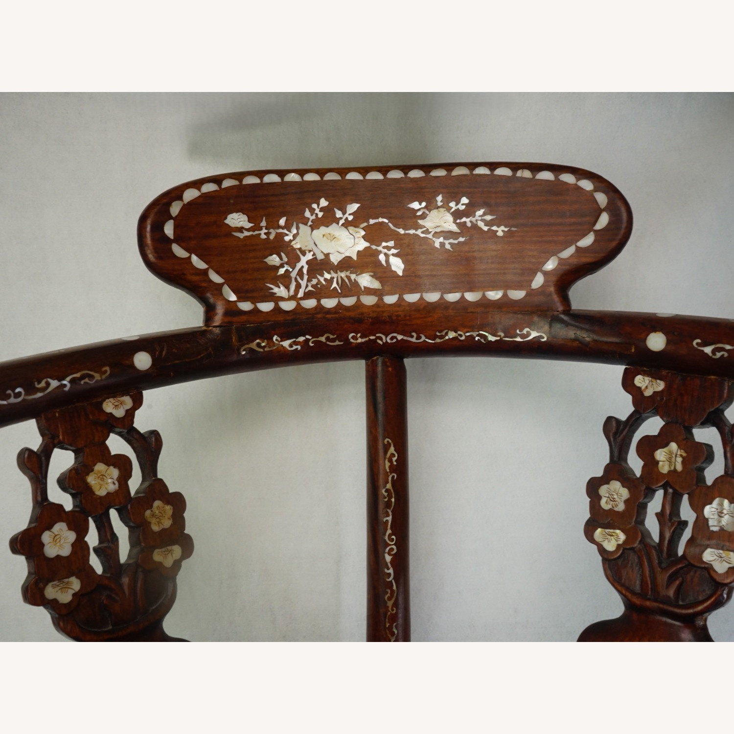 Chinese Rosewood Chair with Inlaid Mother of Pearl - image-5