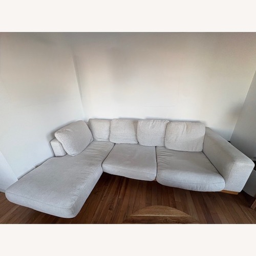 Used West Elm New Port White Fabric 2 Piece Sectional for sale on AptDeco
