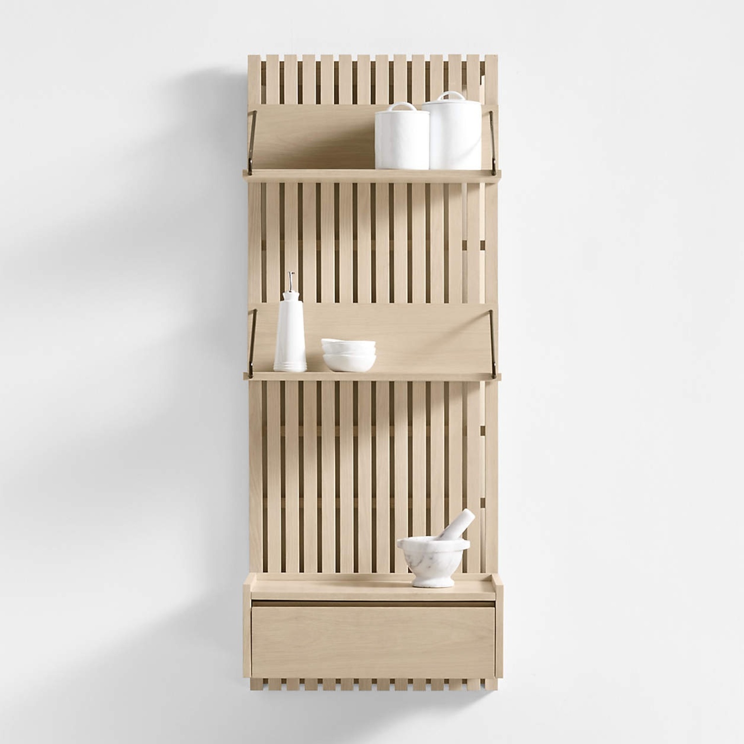 Crate & Barrel Batten Natural Wood Wall Shelf - image-5