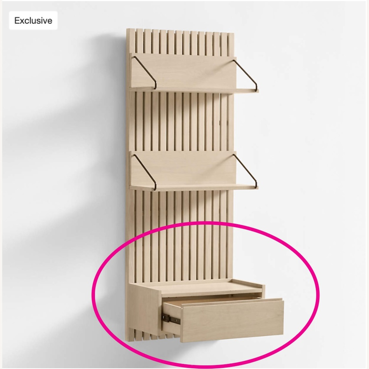 Crate & Barrel Batten Natural Wood Wall Shelf - image-1