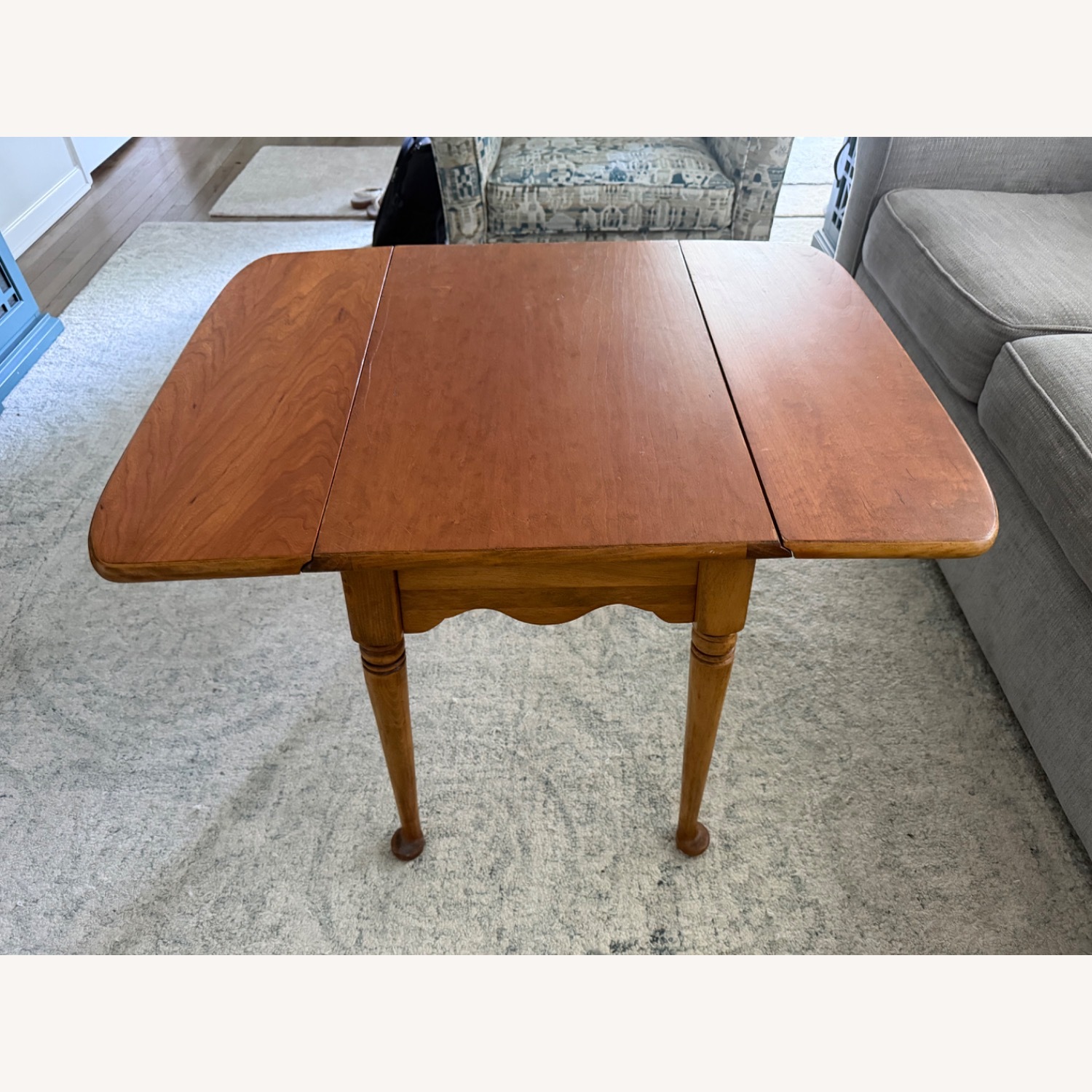 Vintage Solid Wood Drop-Leaf Table - Mid Century - image-3