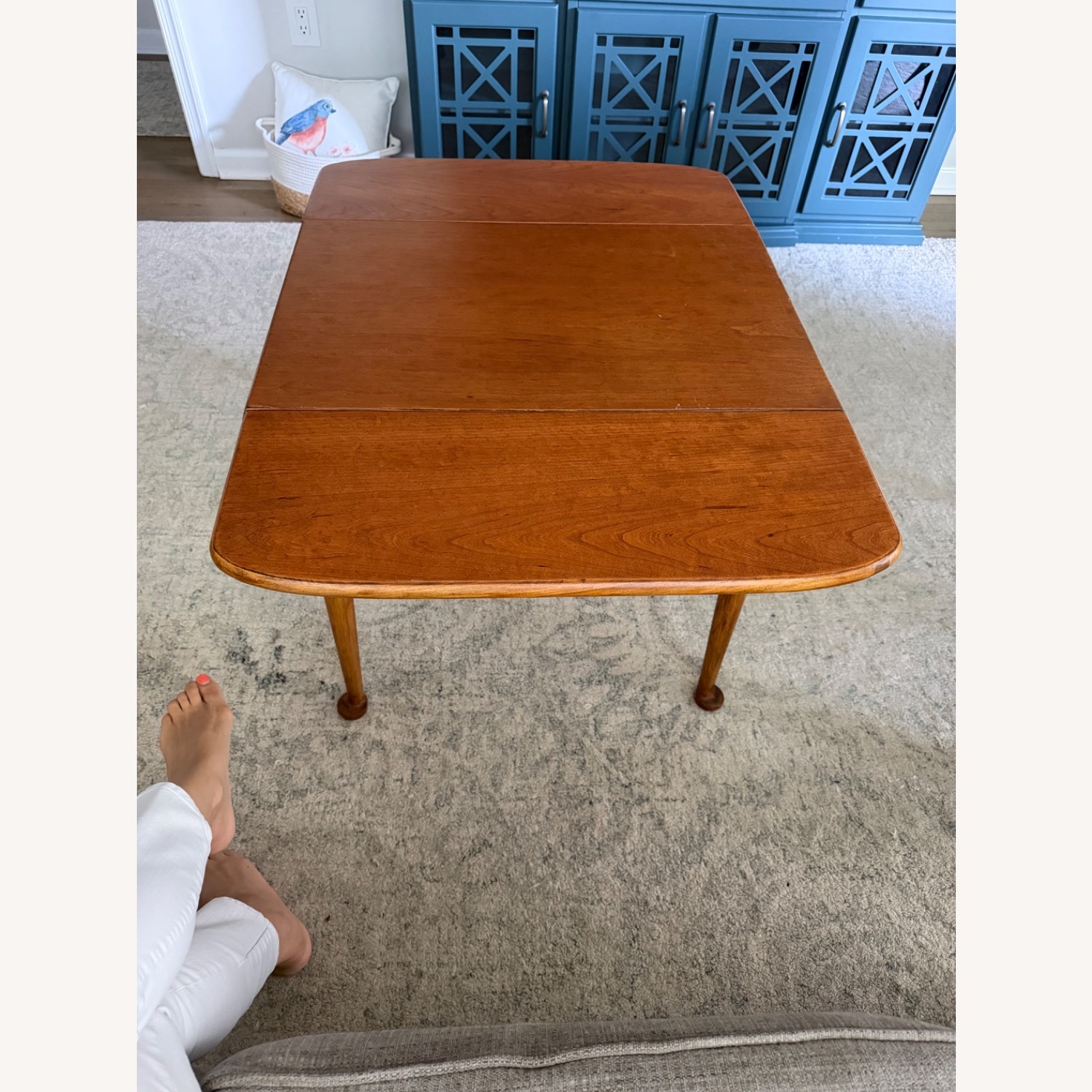 Vintage Solid Wood Drop-Leaf Table - Mid Century - image-5