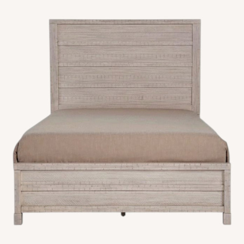 Used Raymour & Flanigan White Wood Queen Bed for sale on AptDeco
