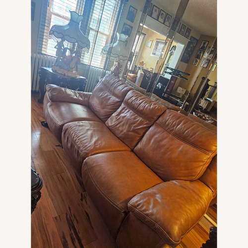 Used Light Brown Leather 3+ Seater Sofa for sale on AptDeco