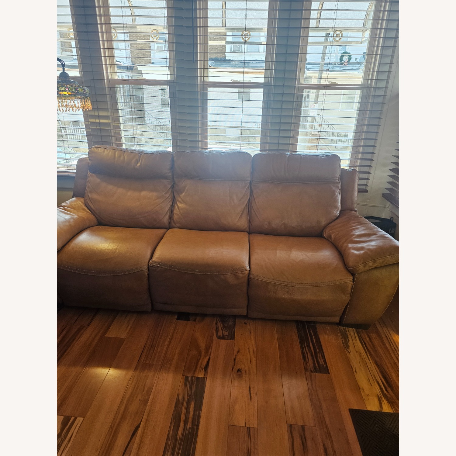 Light Brown Leather 3+ Seater Sofa - image-2
