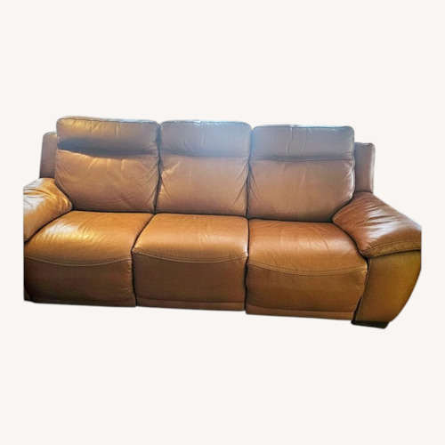 Used Light Brown Leather 3+ Seater Sofa for sale on AptDeco