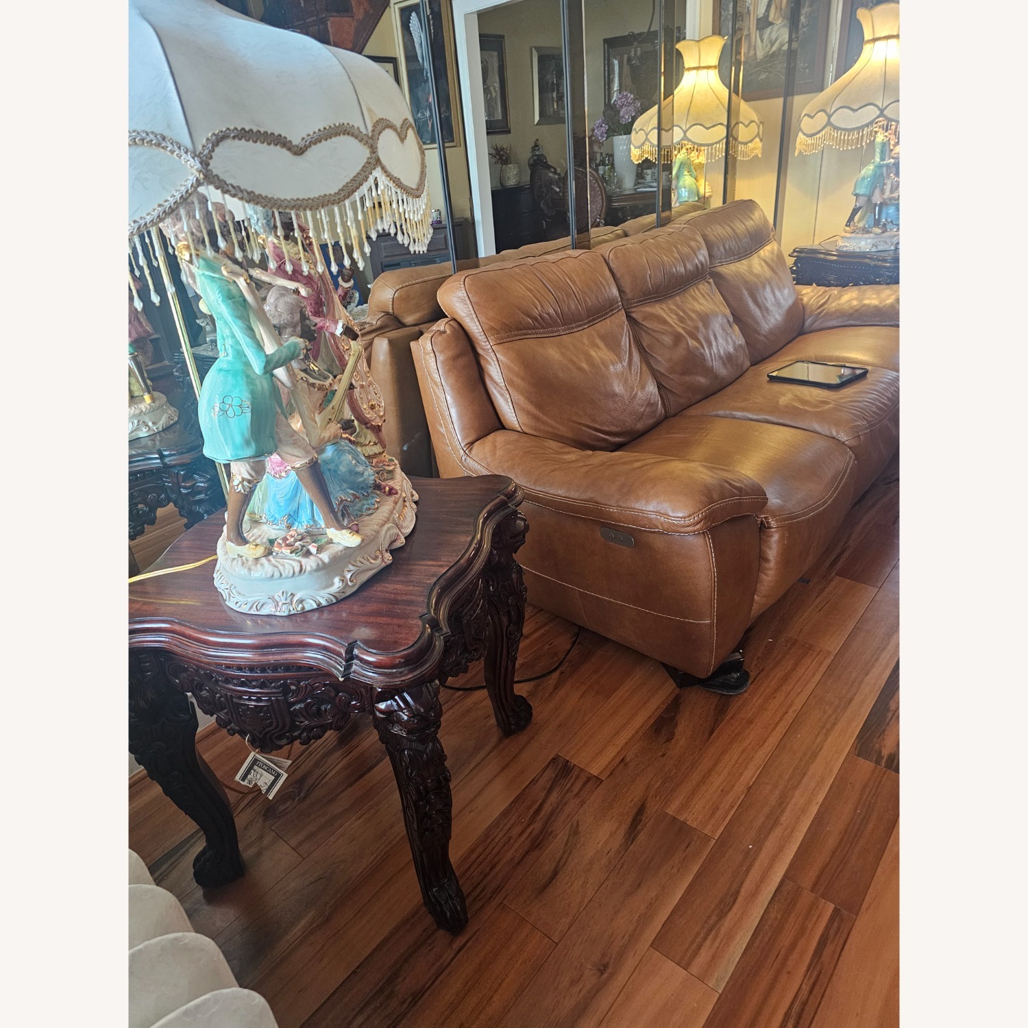 Light Brown Leather 3+ Seater Sofa - image-3