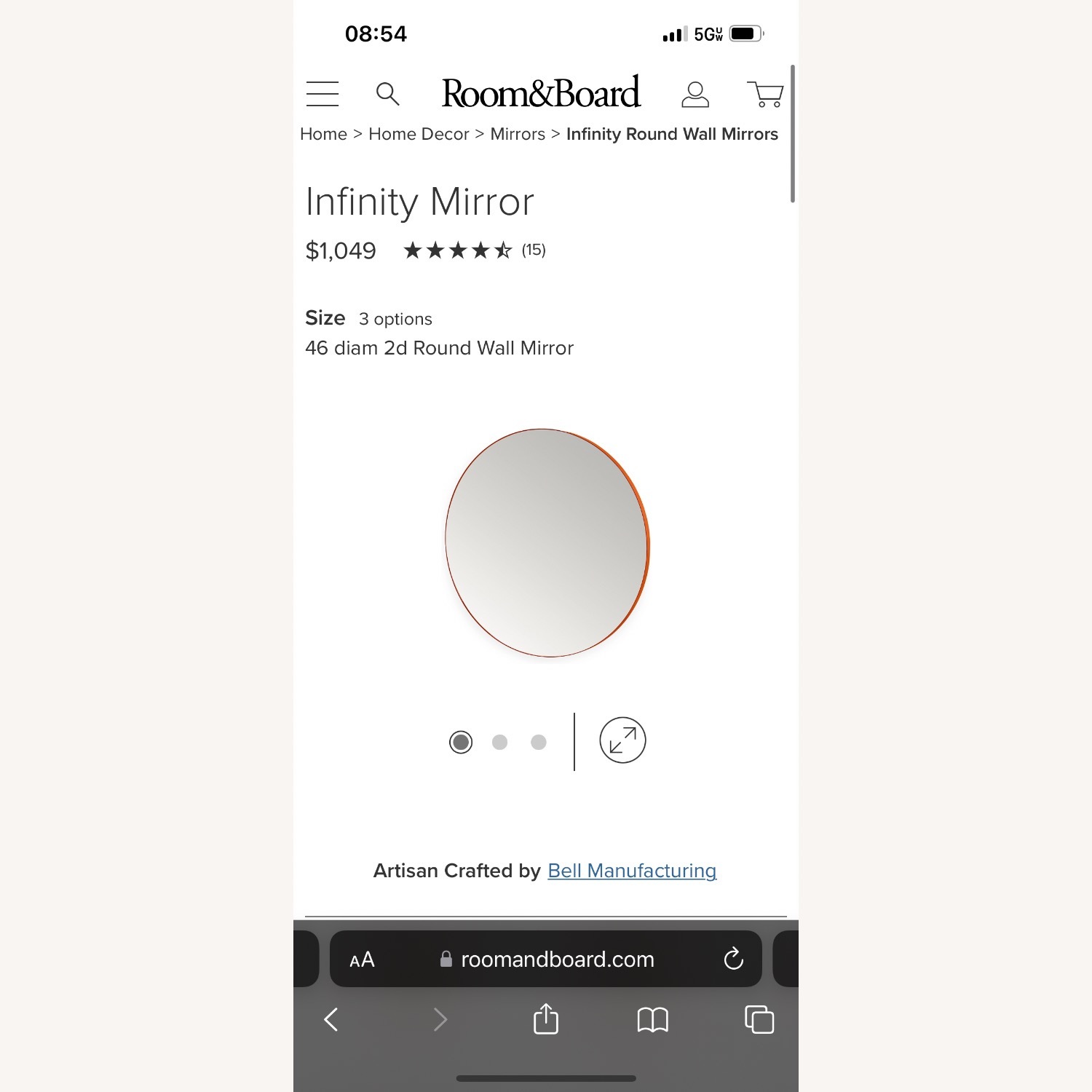 Room & Board 36” Infinity Round Wall Mirror - image-3