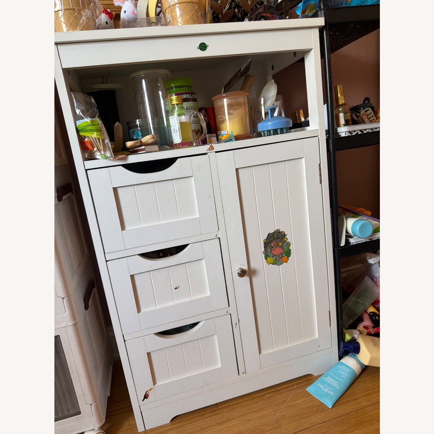 White Wood Armoire - image-1