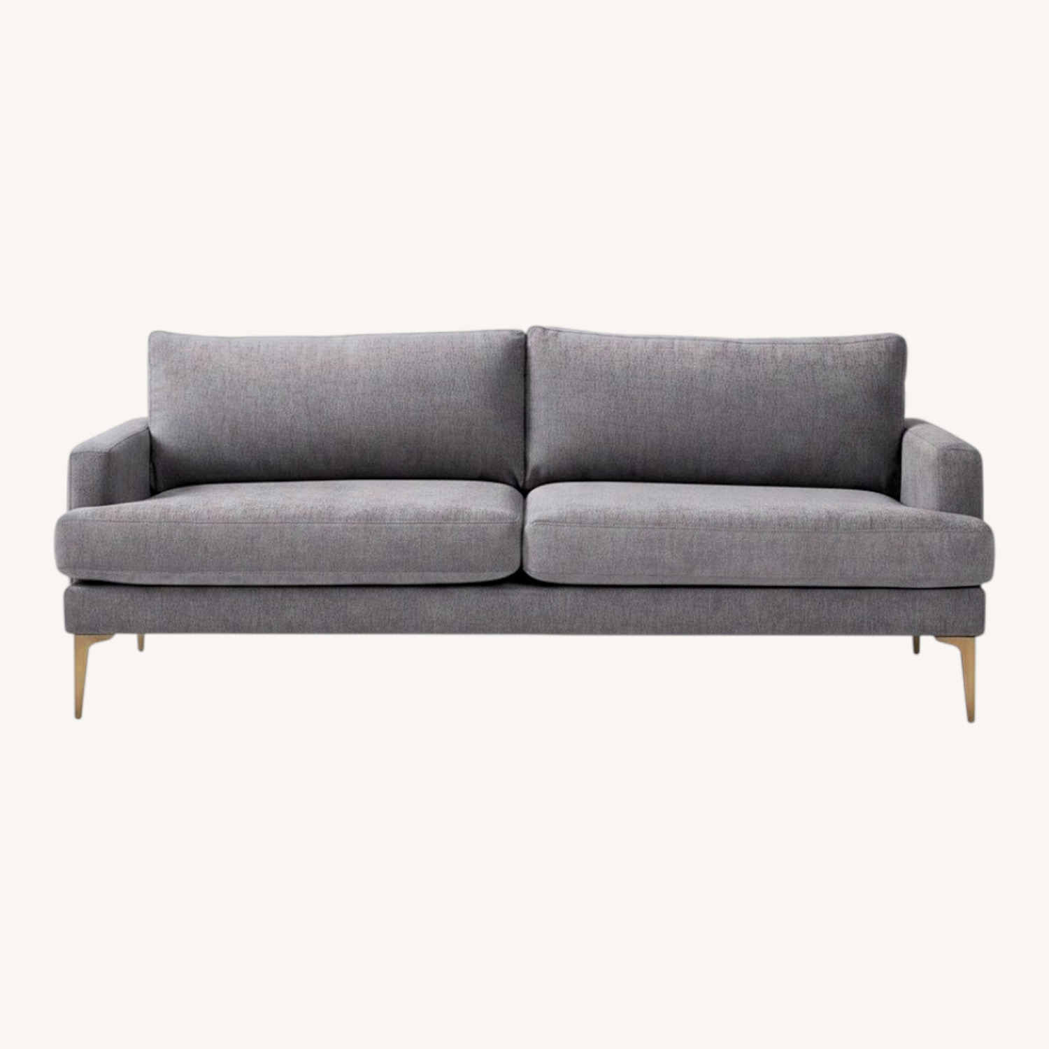 West Elm Andes Light Gray Velvet 2 Seater Sofa - image-0