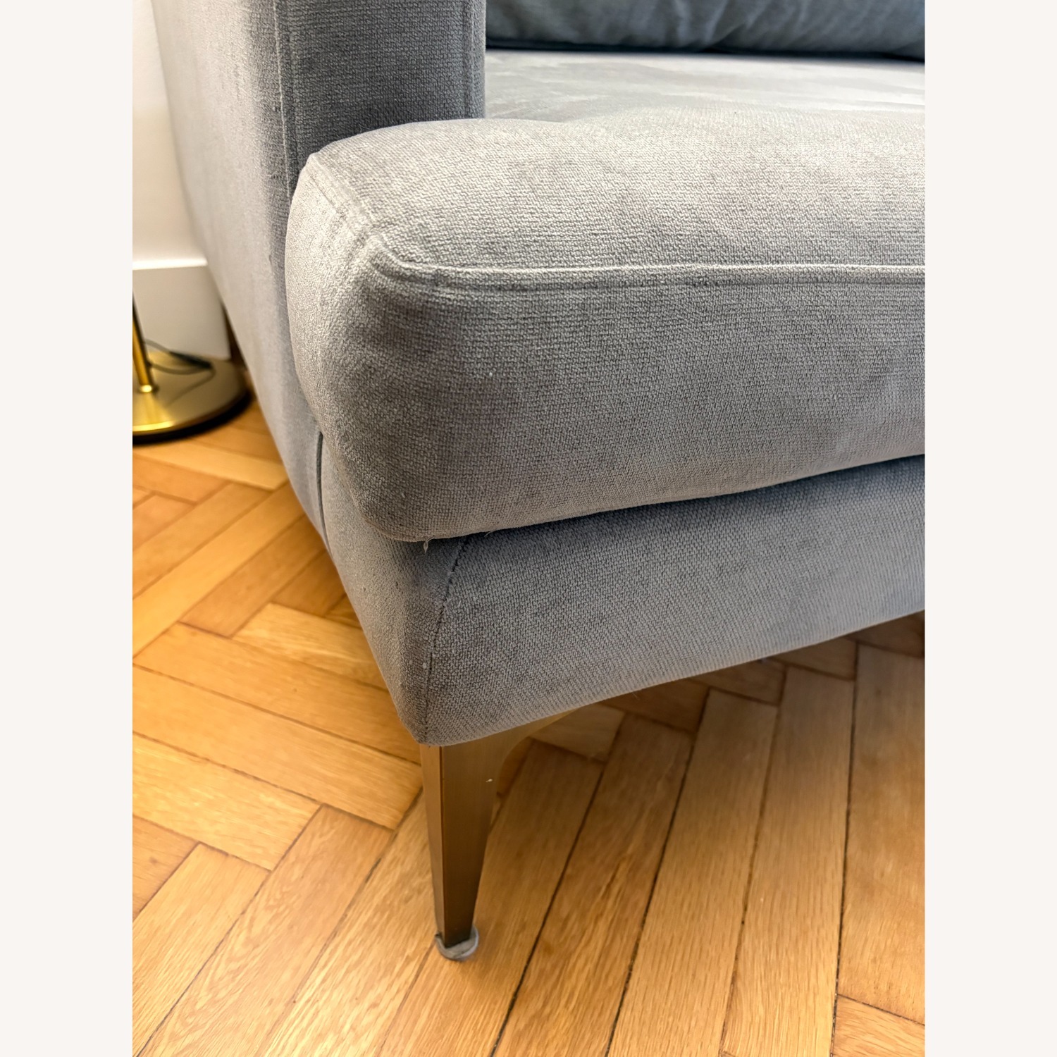 West Elm Andes Light Gray Velvet 2 Seater Sofa - image-3