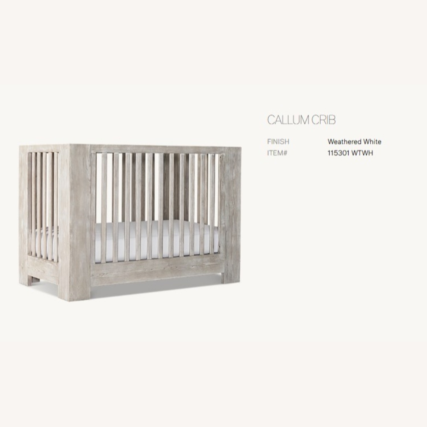 Restoration Hardware Callum Complete Nursery Set - Weathered White - image-6