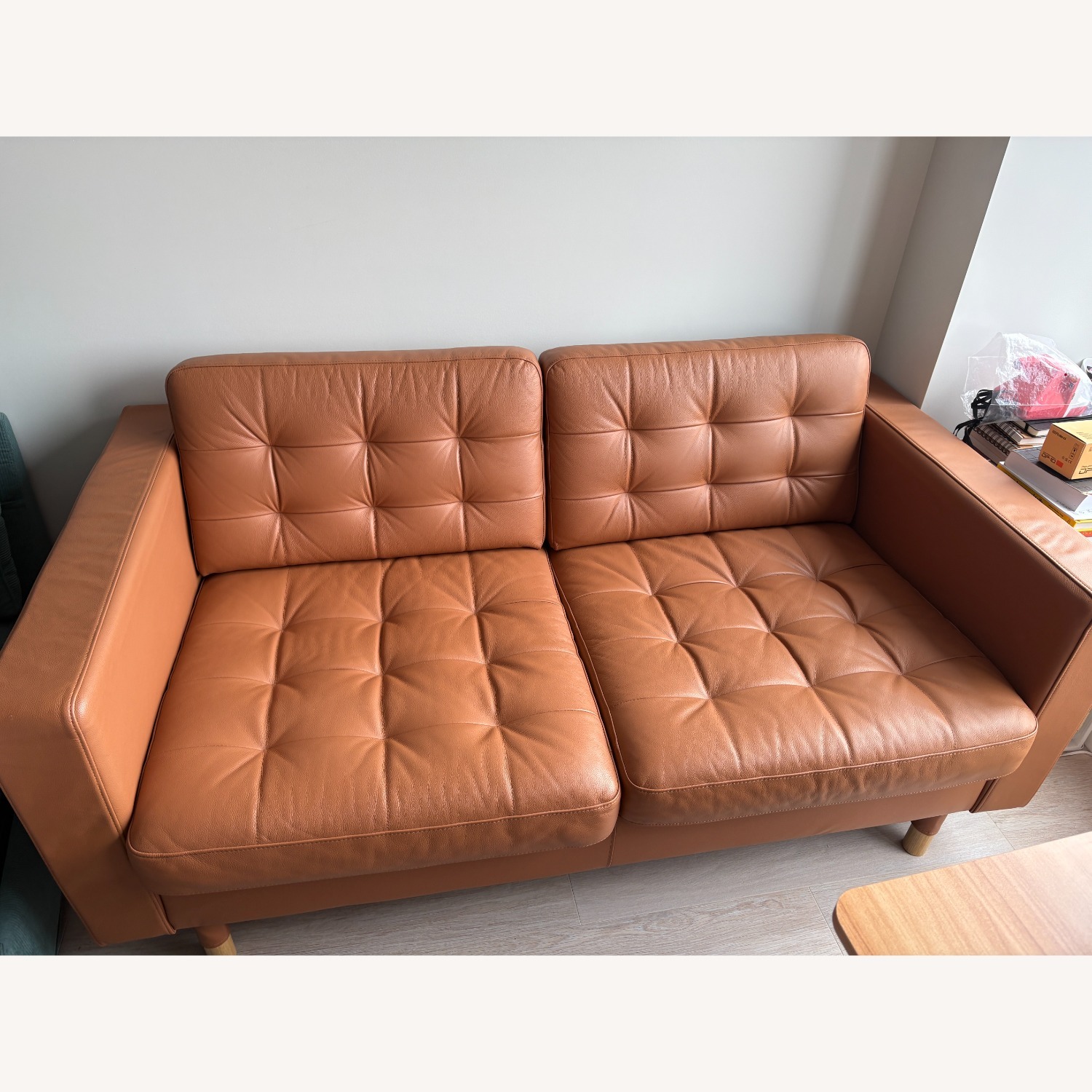 IKEA Morabo Light Brown Leather Loveseat - image-1