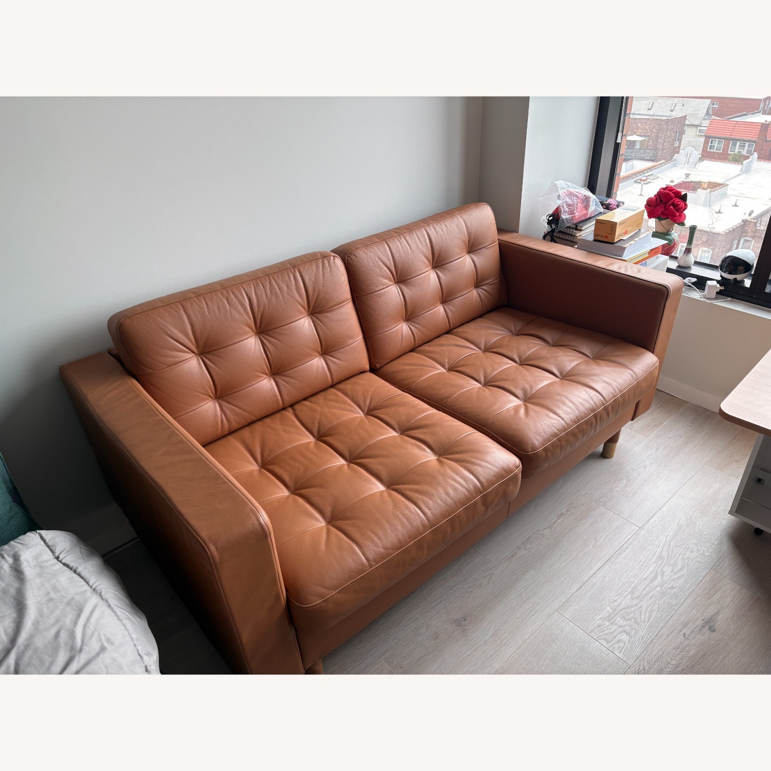 IKEA Morabo Light Brown Leather Loveseat - image-3
