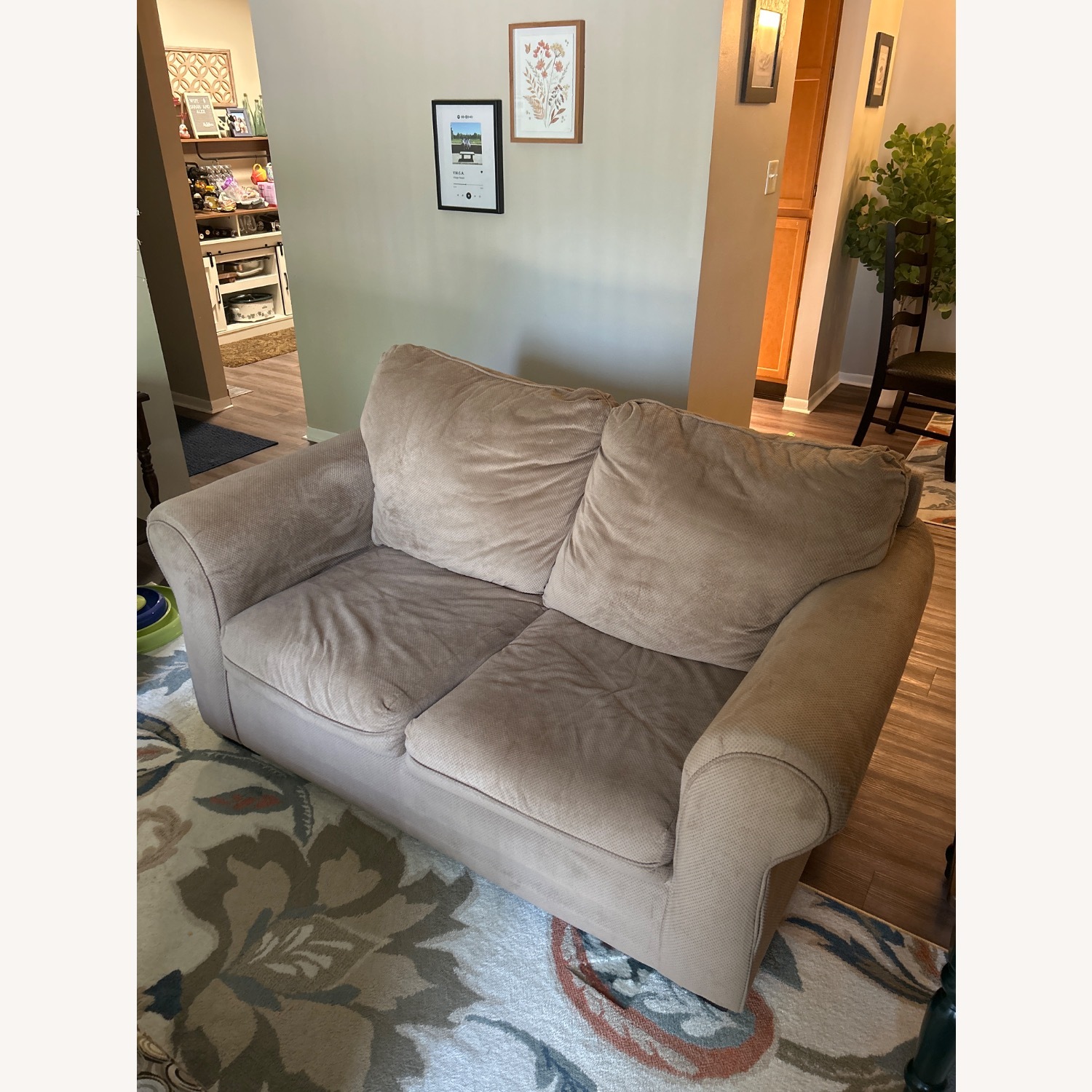 Light Brown Fabric 2 Seater Sofa - image-1