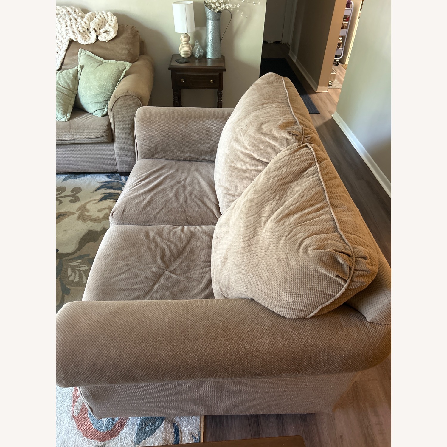 Light Brown Fabric 2 Seater Sofa - image-2