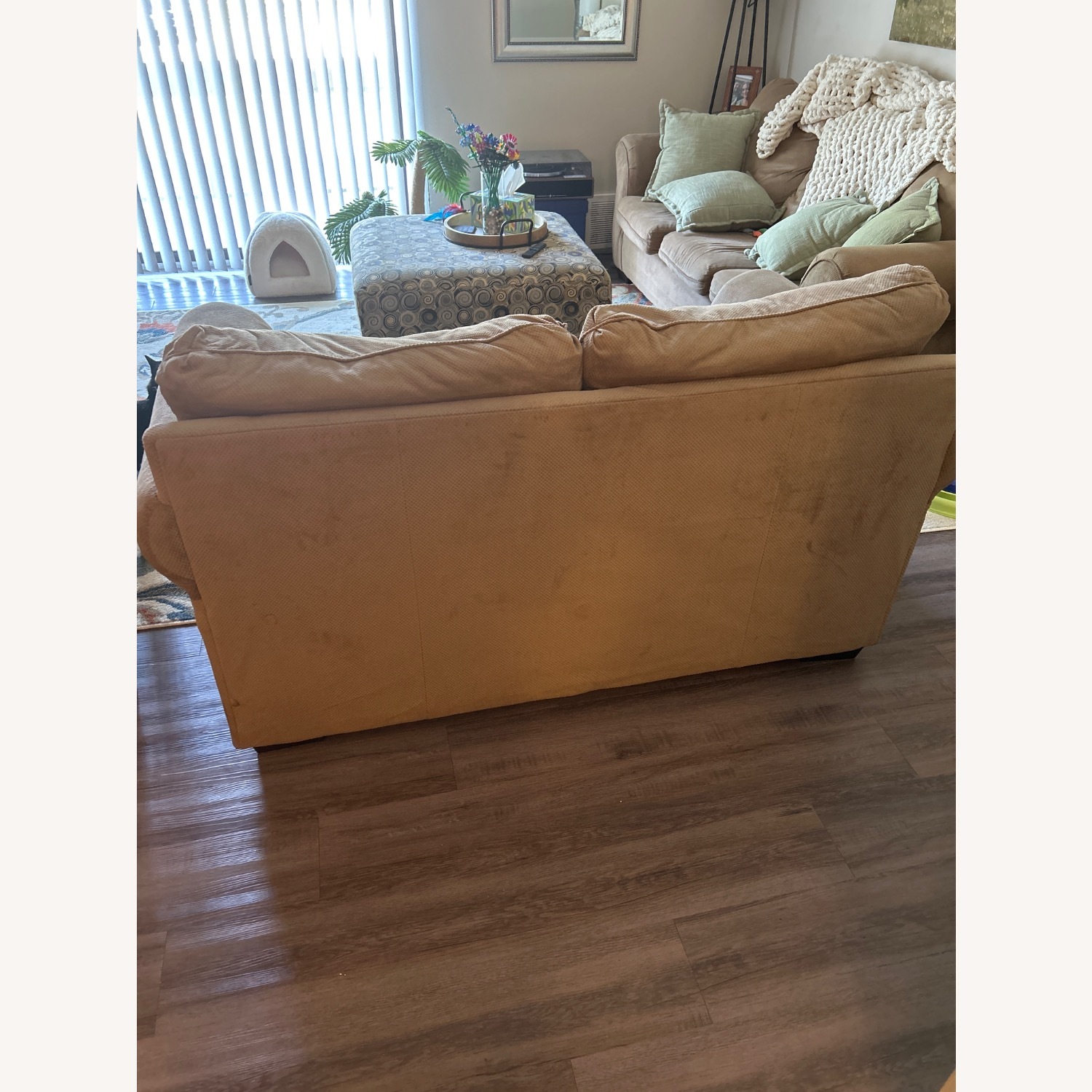 Light Brown Fabric 2 Seater Sofa - image-3