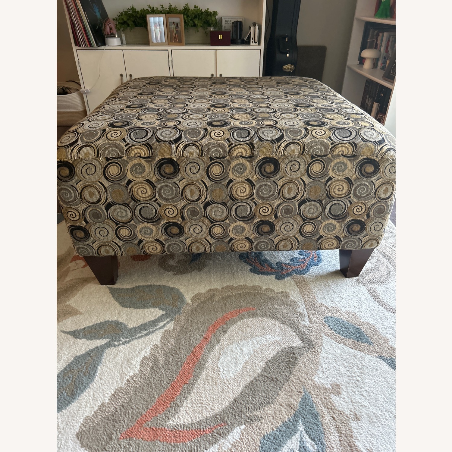 Light Gray Fabric Ottoman - image-2