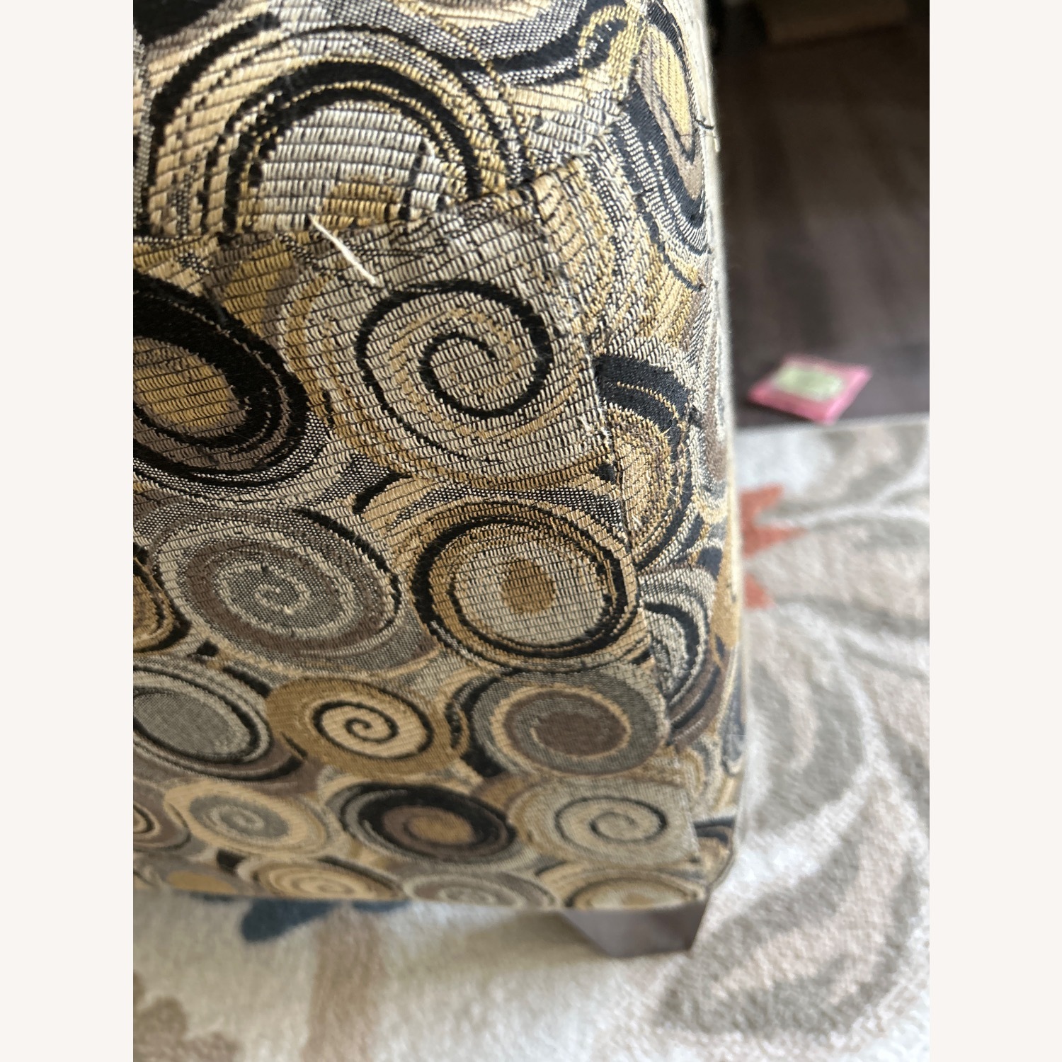 Light Gray Fabric Ottoman - image-3