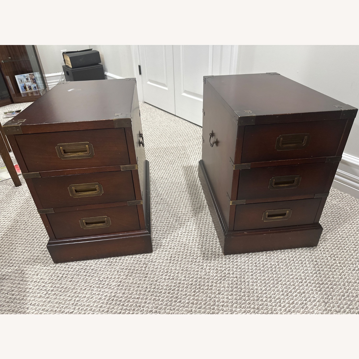 2x Antique End Tables With Drawers - image-5