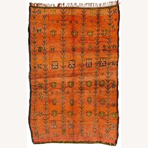 Used Mid Century Moroccan Orange Rug 7×11 for sale on AptDeco